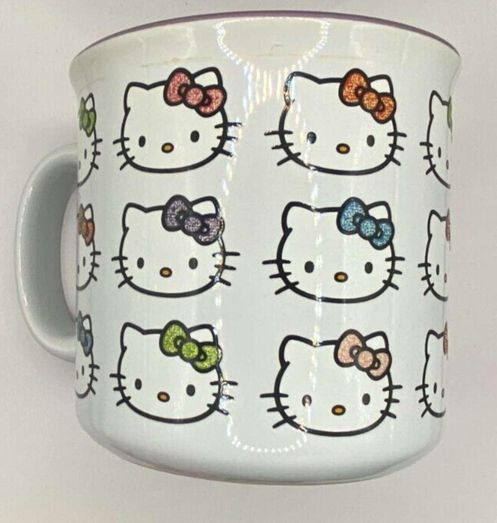 Hello Kitty 20 oz Hello Kitty Rainbow Bows Ceramic Camper Mug, White
